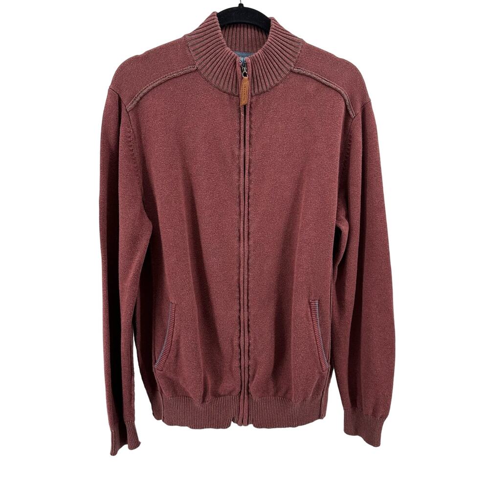 Zenferi 'Life Is a Festival' Zip Up Sweater Men's Maroon L Long Sleeve High Neck
